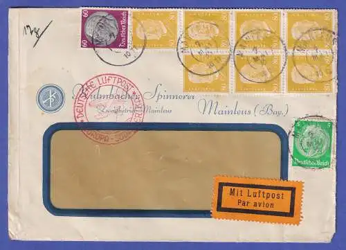Dt. Reich 1935 Mi.-Nr. 437 u.a. in MiF auf Luftpost-Fenster-Brief O MAINLEUS