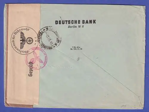 Dt. Reich 1940 Mi.-Nr. 528 als EF auf Zensur-R-Brief O BERLIN nach Teheran