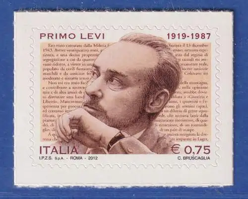 Italien 2012 Primo Levi, Schriftsteller und Chemiker  Mi.-Nr. 3582 **