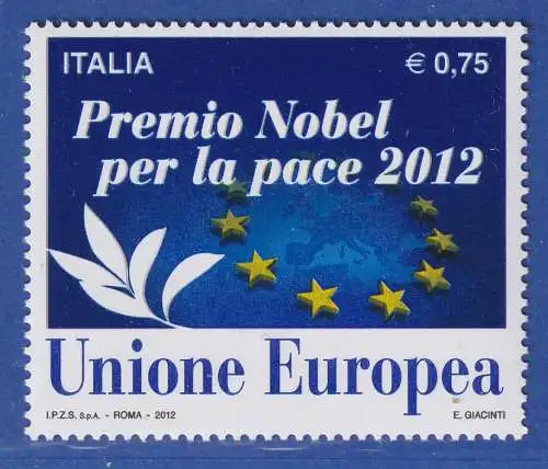 Italien 2012 Friedensnobelpreis 2012 an die Europäische Union  Mi.-Nr. 3585 **