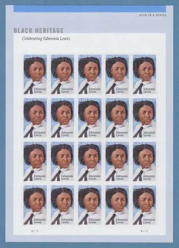 USA 2022 Black Heritage Edmonia Lewis Mi.-Nr. 5890 Folienbogen mit 20 Werten **