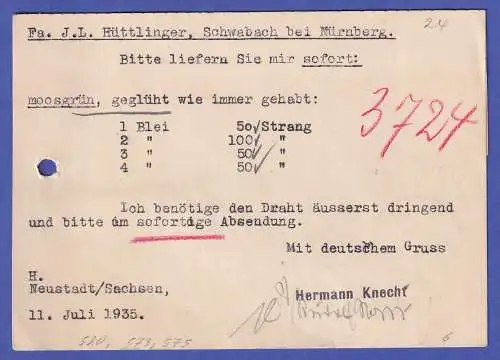 Dt. Reich 1935 Mi.-Nr. 520, 573, 575 als MiF auf Eil-Postkarte O NEUSTADT