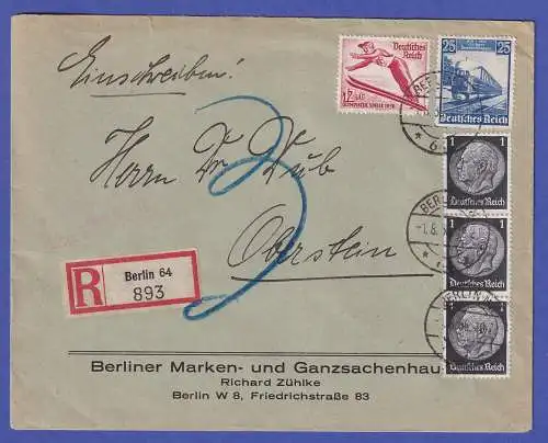 Dt. Reich 1936 Mi.-Nr. 512, 582, 601 X als MiF auf R-Brief O BERLIN