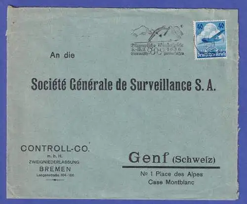 Dt. Reich 1936 Mi.-Nr. 603 als EF auf Brief O BREMEN