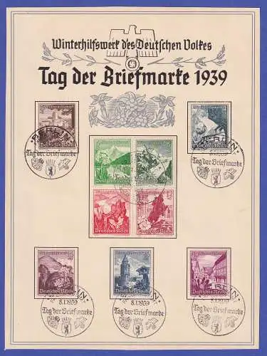 Dt. Reich 1939 Mi.-Nr. 675-683 mit So.-O auf Sammelblatt Tag der Briefmarke