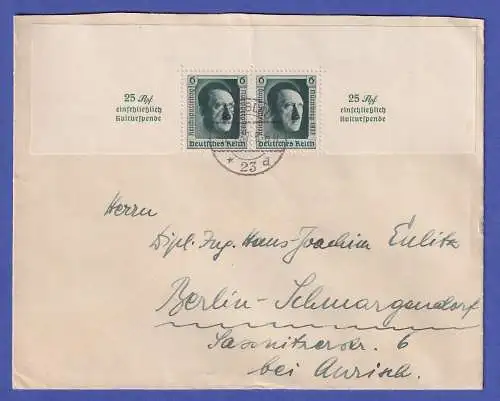 Dt. Reich 1937 Mi.-Nr. 650 in MEF auf Brief O BRESLAU