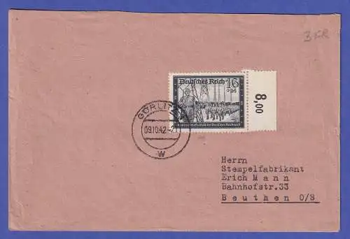 Dt. Reich 1942 Mi.-Nr. 776 Randstück als EF a. Brief O GÖRLITZ nach Beuthen O.S.