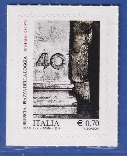 Italien 2014 Mahnmal mit der Zahl 40 , Brescia Mi.-Nr. 3697 **