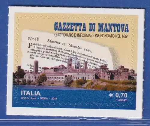 Italien 2014 Tageszeitung " Gazzetta di Mantova " Mi.-Nr. 3723 **