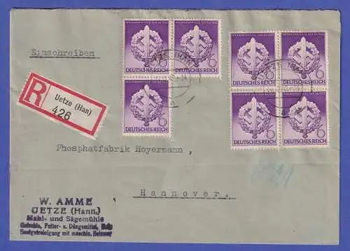 Dt. Reich 1942 Mi.-Nr. 818 7 Stück als MEF auf R-Brief O UETZE