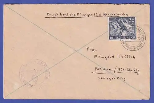 Dt. Reich 1944 Mi.-Nr. 839 auf Brief O DEN HAAG Deutscher Postdienst Niederlande