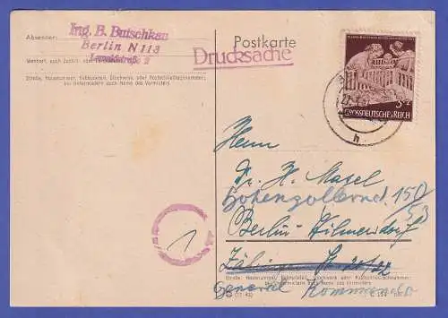Dt. Reich 1944 Mi.-Nr. 869 auf Postkarte Drucksache O BERLIN