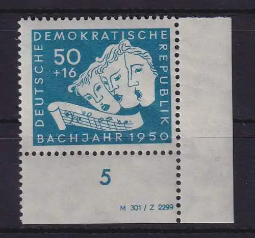 DDR 1950 Bachjahr 50 Pf Mi.-Nr. 259 mit Druckvermerk postfrisch ** 