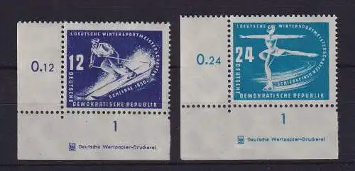 DDR 1950 Wintersportmeisterschaft Mi.-Nr. 246-247 mit Druckerzeichen ** 