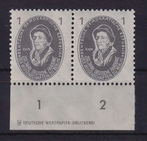DDR 1950 Akademie 1 Pf Mi.-Nr. 261 Unterrandpaar mit Druckerzeichen ** 