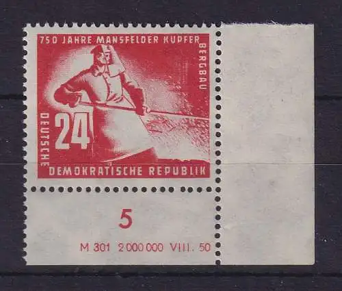 DDR 1950 Kupferbergbau Mi.-Nr. 274 mit Druckvermerk postfrisch ** 