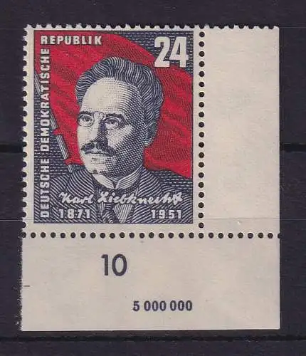 DDR 1951 Karl Liebknecht Mi.-Nr. 294 mit Druckvermerk 2 postfrisch ** 