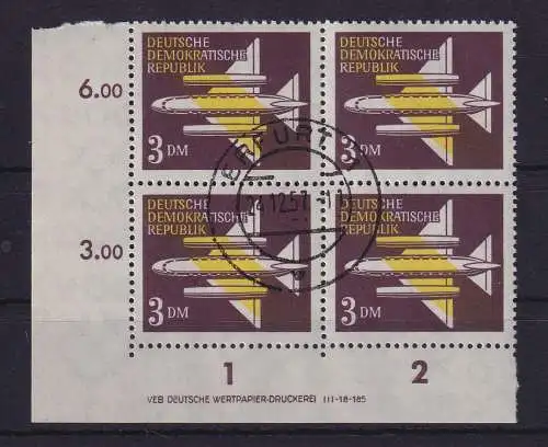DDR 1957 Flugpostmarken Mi-Nr. 614 Y DV Eckrandviererblock UL gestempelt