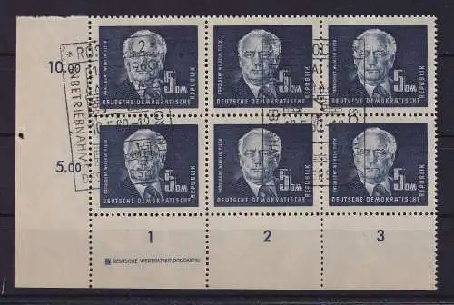 DDR 1950 Wilhelm Pieck Mi-Nr. 255 DZ 2 Eckrandsechserblock UL gestempelt