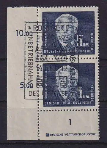 DDR 1950 Wilhelm Pieck Mi-Nr. 255 DZ 2 senkr. Eckrandpaar UL gestempelt