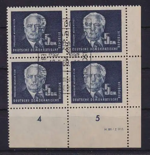 DDR 1950 Wilhelm Pieck Mi-Nr. 255 DV Eckrandviererblock UR gestempelt