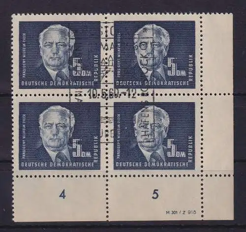 DDR 1950 Wilhelm Pieck  Mi-Nr. 255 DV Eckrandviererblock UR  gestempelt