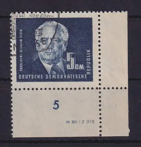 DDR 1950 Wilhelm Pieck  Mi-Nr. 255 DV Eckrandstück UR  gestempelt