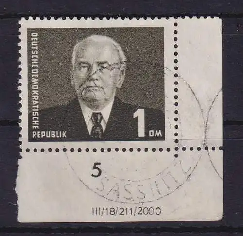 DDR 1953 Wilhelm Pieck  Mi-Nr. 342 a I X I DV Eckrandstück UR gestempelt