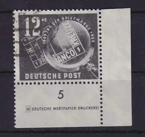 DDR 1949 Tag der Briefmarke Mi-Nr. 245 DZ Eckrandstück UR gestempelt