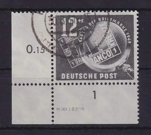 DDR 1949 Tag der Briefmarke Mi-Nr. 245 DV Eckrandstück UL gestempelt