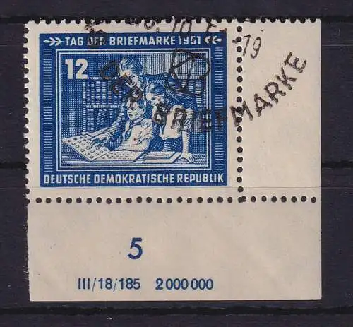 DDR 1951 Tag der Briefmarke Mi-Nr. 295 DV Eckrandstück UR  gestempelt