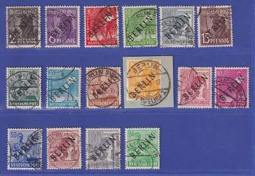 Berlin 1948 Schwarzaufdruck Pfennig-Werte Mi-Nr. 1-16 gestempelt