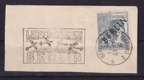 Berlin 1948 Schwarzaufdruck 12 Pf  Mi-Nr. 5  O auf Briefstück