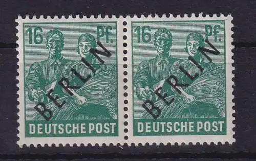 Berlin 1948 Schwarzaufdruck 16 Pf Mi-Nr. 7 waag. Paar postfrisch **