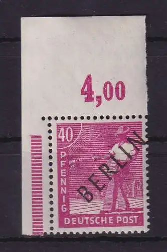Berlin 1948 Schwarzaufdruck 40 Pf Mi-Nr. 12 POR postfrisch **