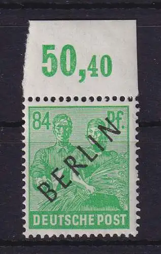 Berlin 1948 Schwarzaufdruck 84 Pf Mi-Nr. 16 POR ndgz postfrisch ** 