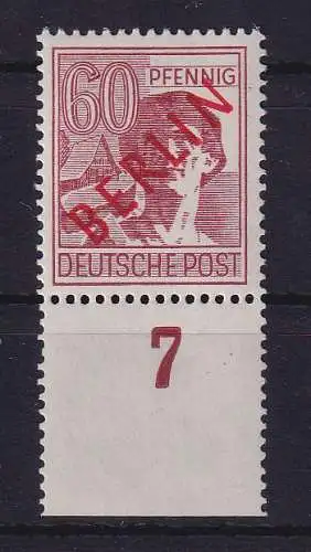 Berlin 1949 Rotaufdruck 60 Pf Mi.-Nr. 31 Unterrandstück **  gpr. SCHLEGEL BPP