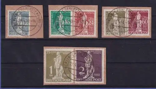 Berlin 1949 Weltpostverein Mi-Nr. 35-41 gestempelt auf Briefstücken