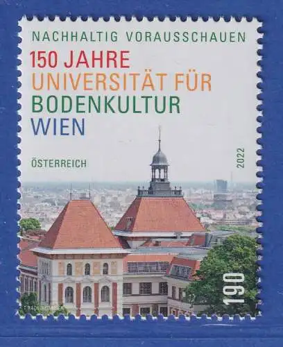 Österreich 2022 Sondermarke Universität für Bodenkultur, Wien Mi.-Nr. 3678 **