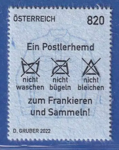 Österreich 2022 Sondermarke aus Textil, Postlerhemd  Mi.-Nr. 3694 **