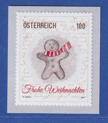 Österreich 2022 Sondermarke Weihnachten Lebkuchenmann mit Schal Mi.-Nr. 3699 **