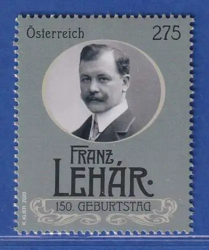 Österreich 2020 Sondermarke Franz Lehár, Operettenkomponist Mi.-Nr. 3544 **