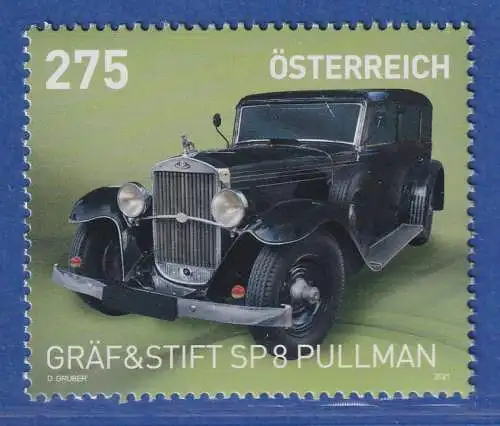 Österreich 2021 Sondermarke Automobile, Gräf & Stift SP 8 Pullmann Mi.-Nr.3571**