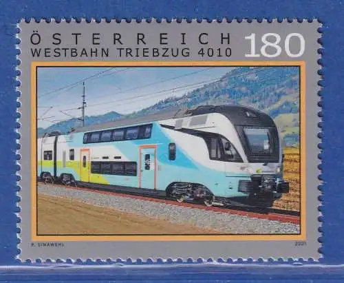 Österreich 2021 Sondermarke Eisenbahnen, Westbahn-Triebzug 4010 Mi.-Nr. 3572 **