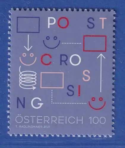 Österreich 2021 Sondermarke Postkartennetzwerk, Postcrossing Mi.-Nr. 3594 **