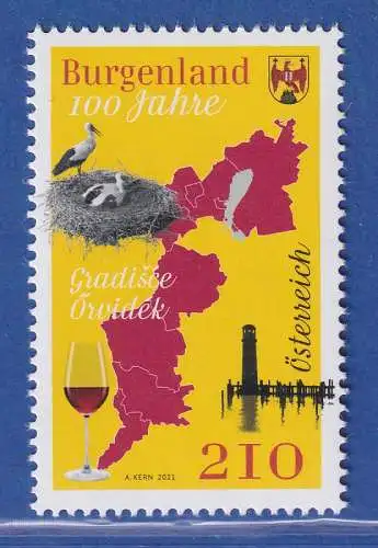 Österreich 2021 Sondermarke 100 Jahre Burgenland Mi.-Nr. 3611 **