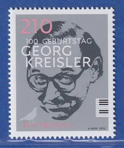 Österreich 2022 Sondermarke Georg Kreisler, Komponist Mi.-Nr. 3665 **