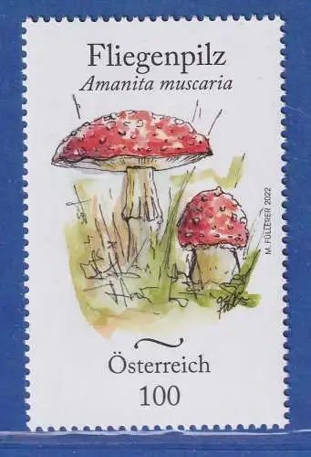Österreich 2022 Sondermarke Einheimische Pilze, Fliegenpilz Mi.-Nr. 3669 **