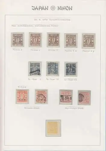 Japan 1872-74 Kirschblütenmuster Lot 13 Werte vom Sammler Typ-bestimmt auf Blatt