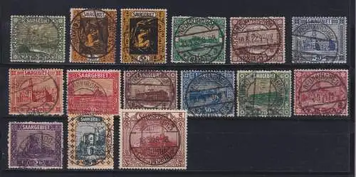 Saar Freimarken 1922-23 Mi.-Nr. 84-97 kpl. Satz 15 Werte meist Voll-O 